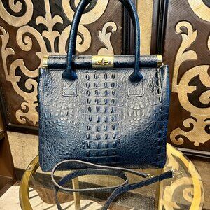 Charlie leather italy leather blue croc handbag